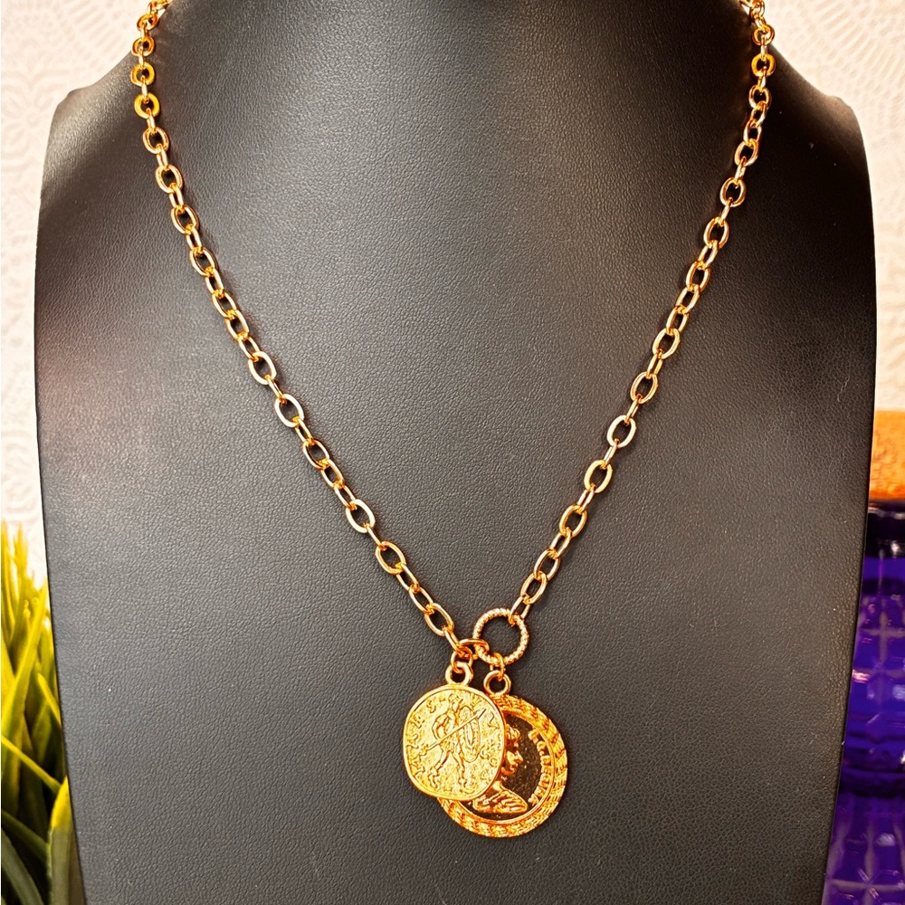 Ethika Gold Double Coin Necklace